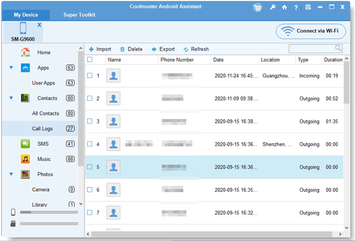 backup samsung call logs with coolmuster android assistant