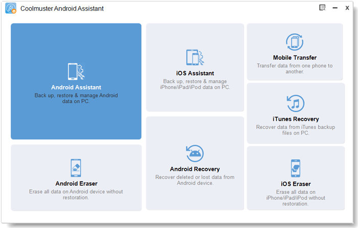 access coolmuster android assistant on the computer