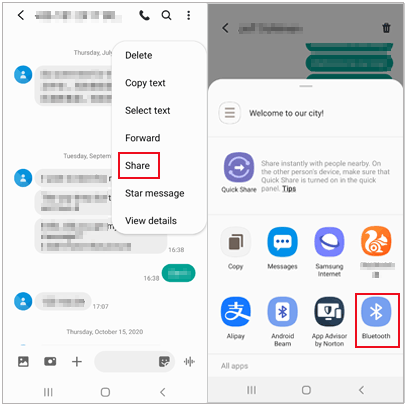 share sms from motorola to motorola using bluetooth