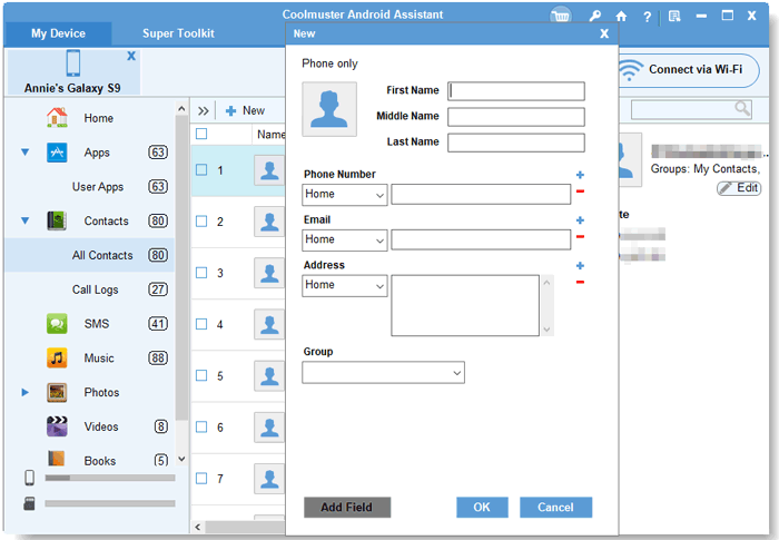 add contact via android contacts manager