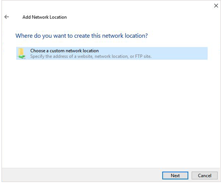 choose a custom network location on pc