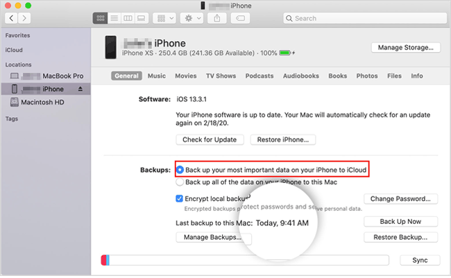 how to backup iphone to icloud on mac