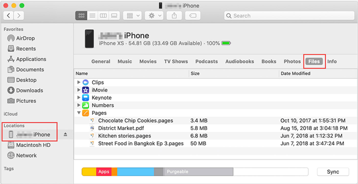 how to access iphone files on mac via finder