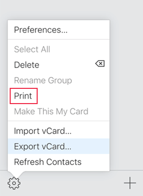 how to print contacts from iphone via icloud