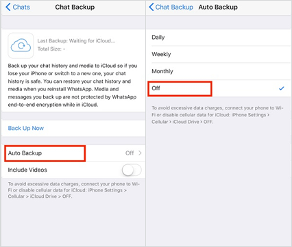 stop whatsapp backup iphone