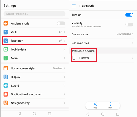 how to transfer data from huawei to huawei via bluetooth