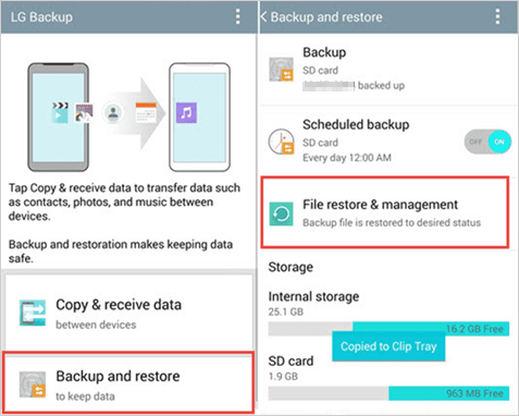 recover photos after factory reset android via local backup