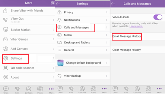 how to email viber chat history