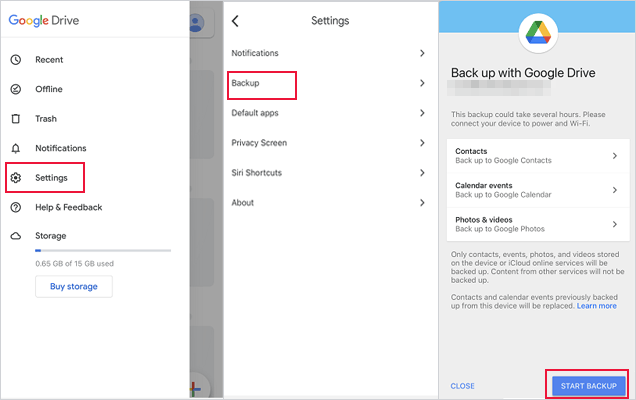 iphone to vivo data transfer via google drive