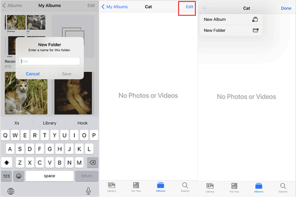 organize albums in folders on iphone