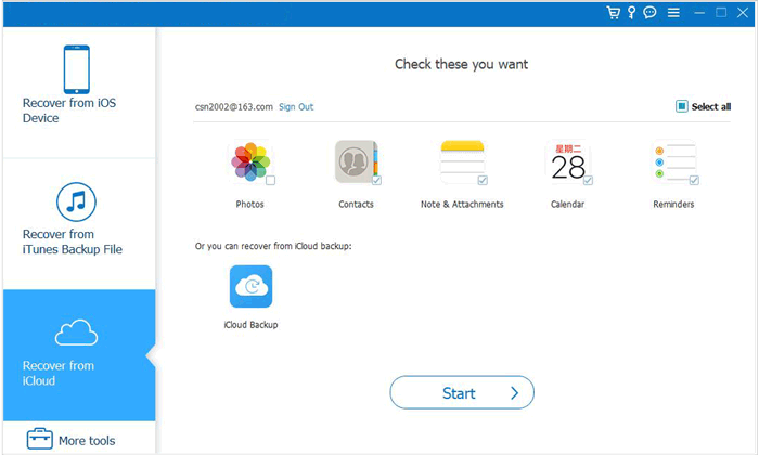 select icloud backup to download your messages