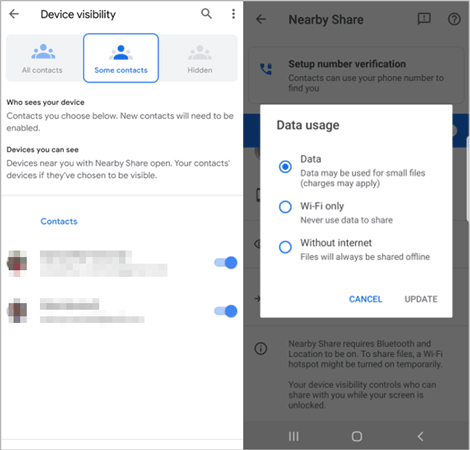 transfer files between android devices via wifi using nearby share