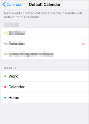 change default calendar if iphone calendar not syncing