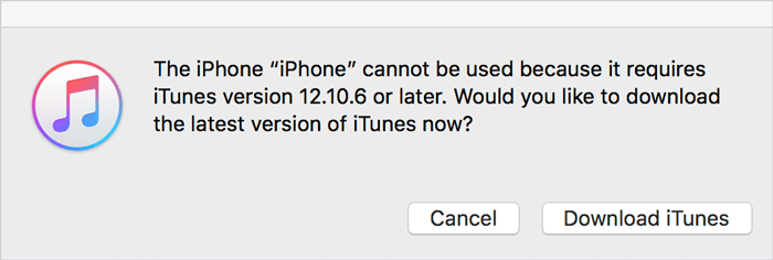iphone cannot be used because it requires a newer version of itunes windows
