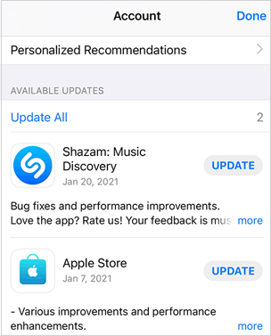 reinstall and update apps on iphone