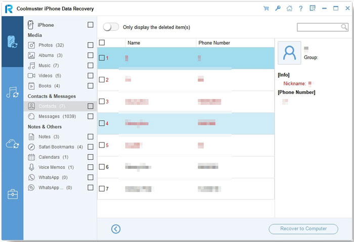 recover contacts from idevice