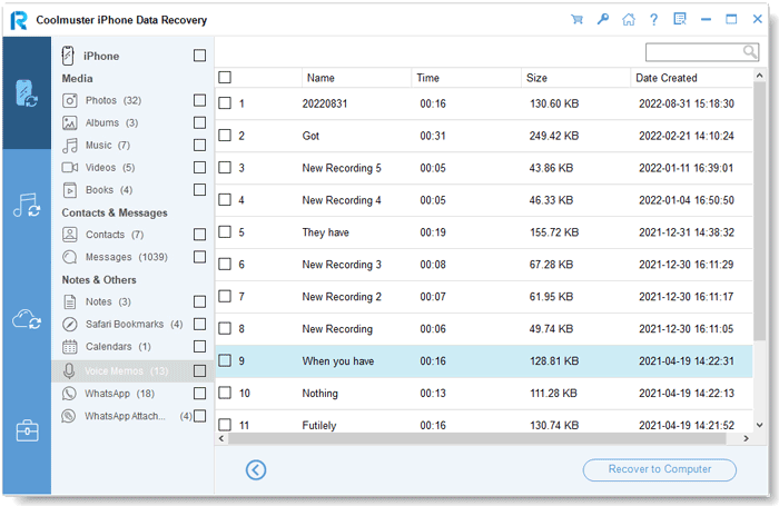 recover voice memo from idevice