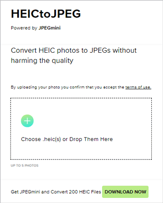 convert heic to jpg windows via online conversion tool