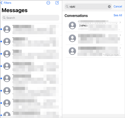 iphone search text messages via messages app