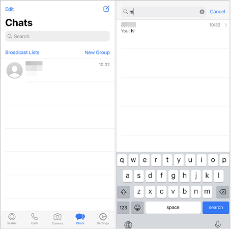 iphone search text messages via whatsapp
