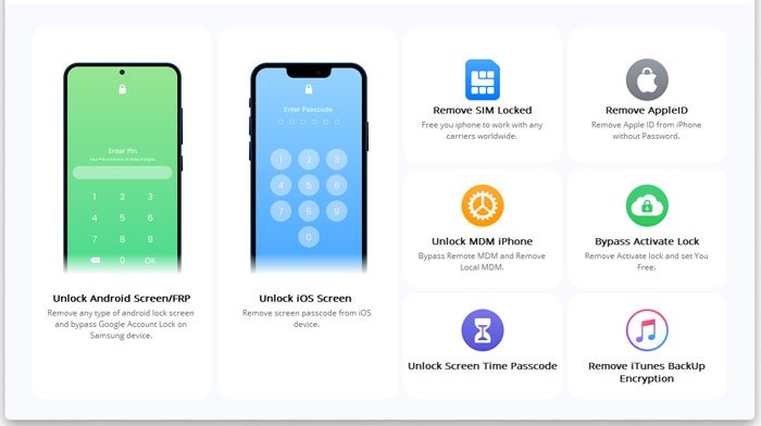 select unlock ios screen to unlock a stolen iphone