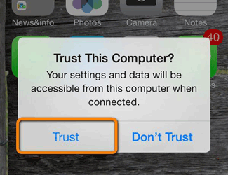 trust this computer to transfer iphone messages
