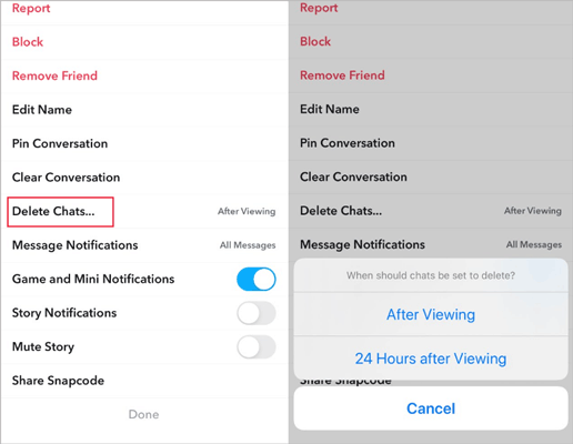 how to delete snapchat messages automatically