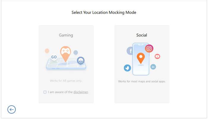 select a mode to spoof android location