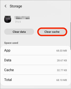 clear app cache in app settings