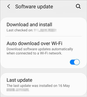 check for software update if samsung device randomly restarts