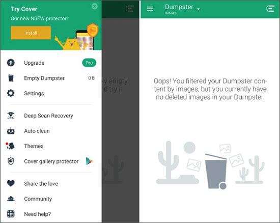 add an android trash bin by installing dumpster