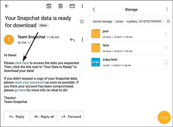 restore deleted snapchat messages via my data feature