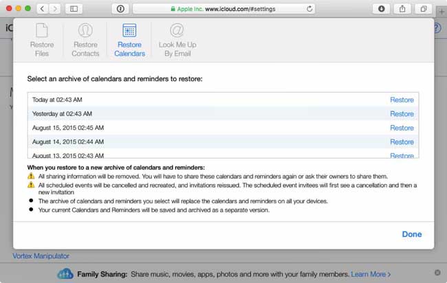 restore reminders from icloud backup to iphone on icloud website