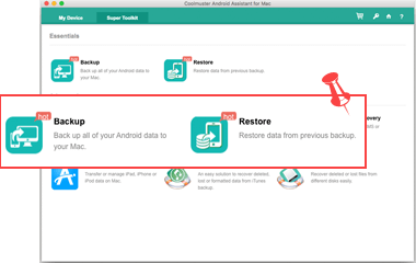 one click to backup and restore android data on mac