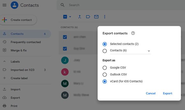 save google contacts to iphone quickly