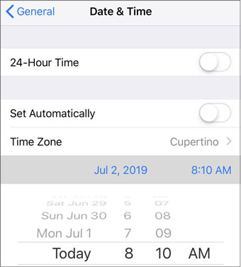 set date and time to fix the new iphone update deleted my photos