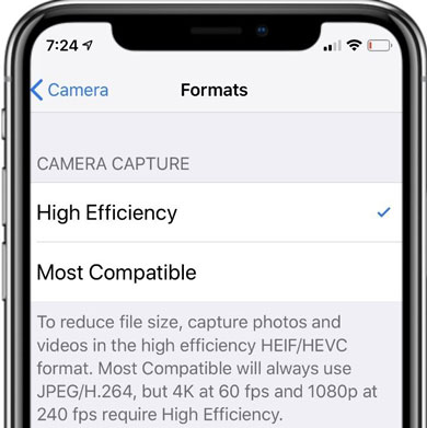 how do i open heic files on my iphone by changing the photo format