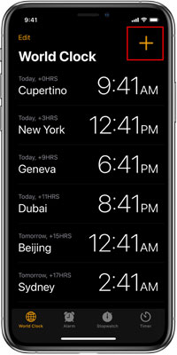 go to the world clock and tap add button