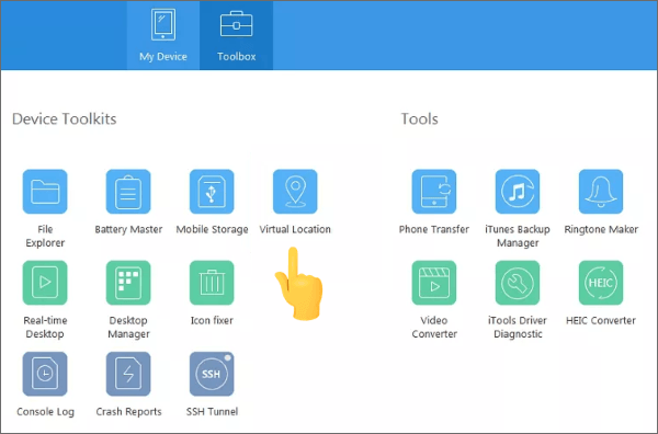 the interface and virtual location option of itools