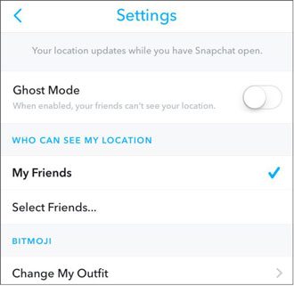 turn off ghost mode when the location is wrong on snapchat