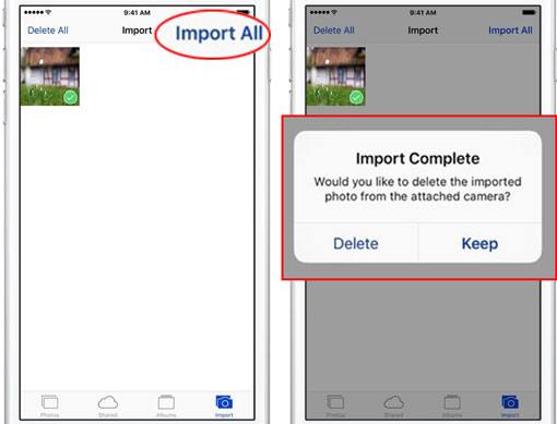 import photos from sd card to iphone via an adapter