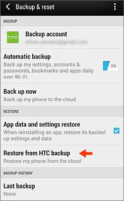 get my contacts back on the htc phone via htc backup