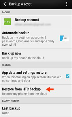 mentransfer data antar perangkat htc melalui cadangan htc
