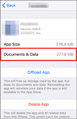 delete app data to fix icloud storage not enough