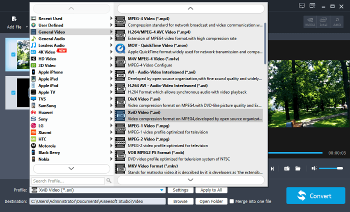 choose a format for your video