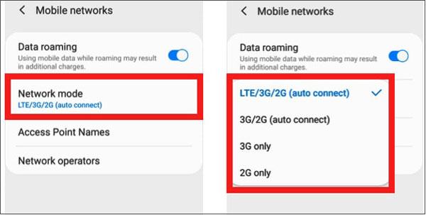 choose the auto connection network mode