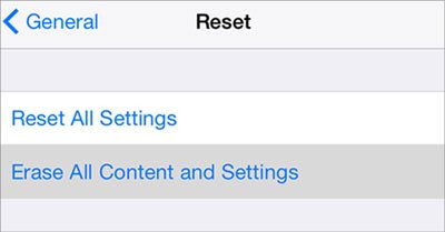 solve the ios error problem through erasing all content and settings