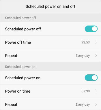 set the automatic off and on mode if android phone keeps shutting down