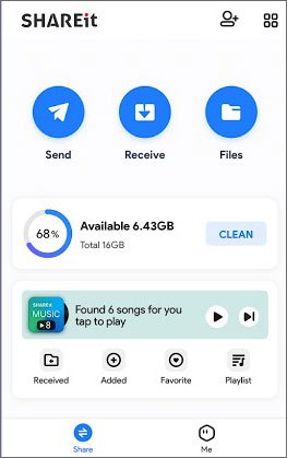 tap send in shareit on android device