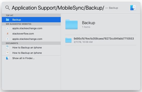 how can i view iphone backup files via spotlight on mac